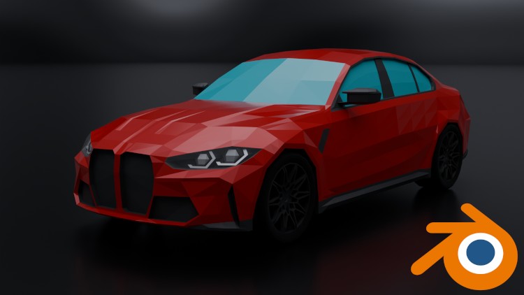 Mô hình xe Low Poly 3D trong Blender