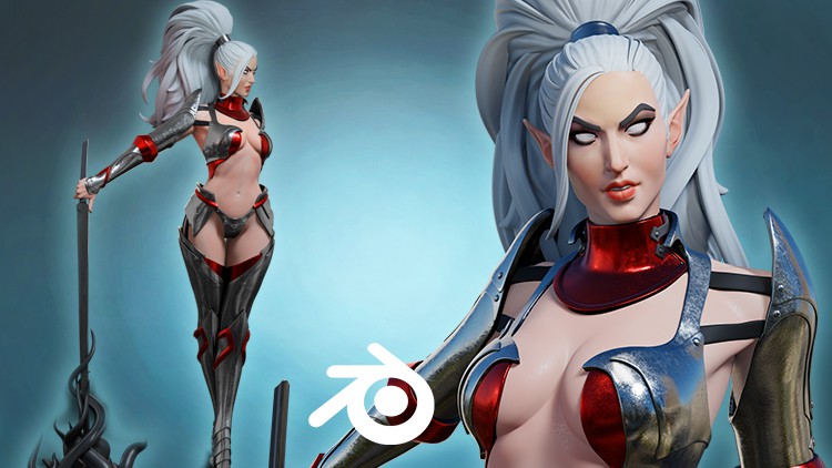 Khoá học tạo nhân vật Demon Huntress (Nữ thợ săn quỷ) trong Blender