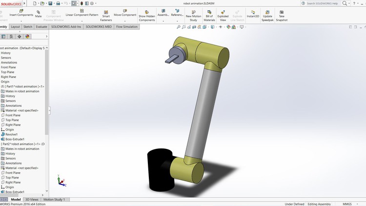 Hướng dẫn tạo chuyển động và phân tích cơ cấu trong Solidworks